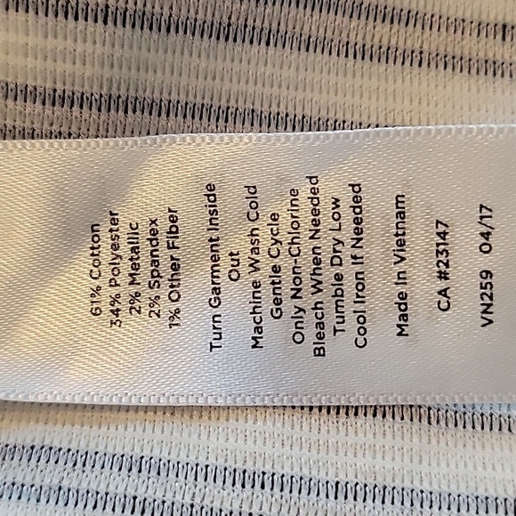 TALBOTS xl off-white & black stripe with metallic threading knit top - Picture 5 of 5